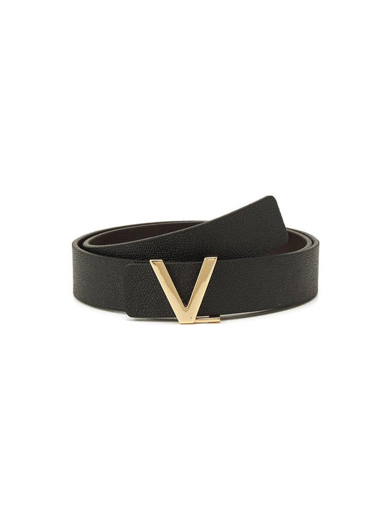 Valentino Ginkgo Neromoro/Oro Plaque Buckle Belt