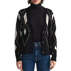 Gant Ebony Black Argyle V-Neck Cardigan