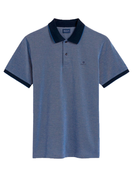 Gant Blue Oxford Pique Short Sleeve Polo Shirt