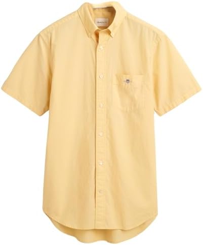 Gant Dusty Yellow Classic Poplin Short Sleeve Shirt