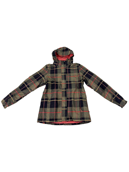 Roxy Chequered Green & Silver Ski Coats