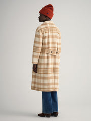 Gant Light Beige Melange Checked Overcoat