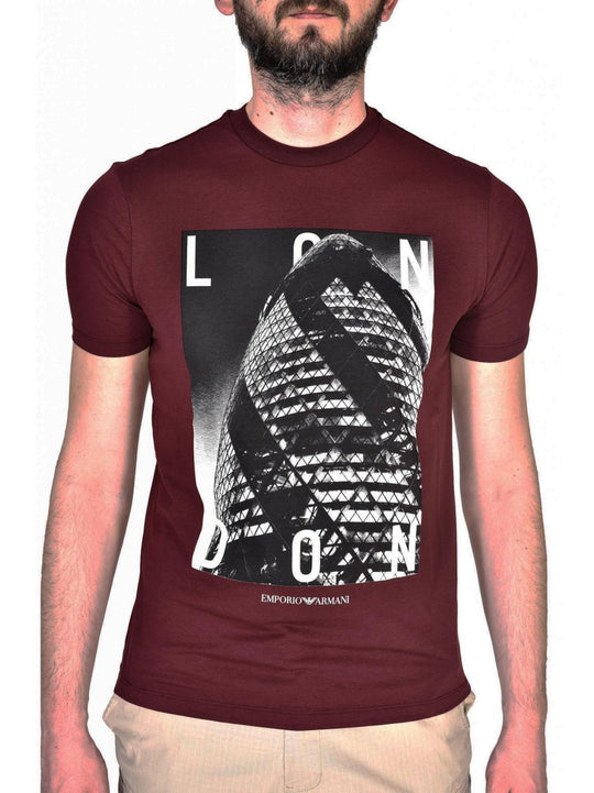 Armani Mens Bordeaux London T-Shirt