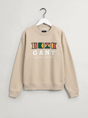 Gant Desert Beige Flags Crew Neck Sweat