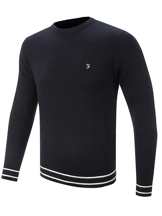Farah Highcrost Crew Neck Navy Sweater