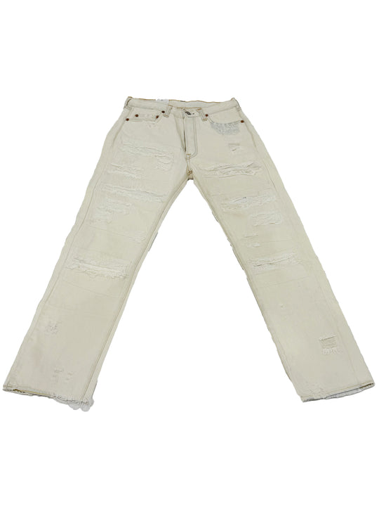 Levi Womens White Distressed Jeans