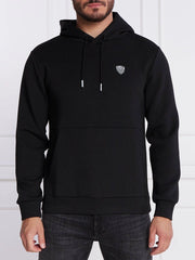 EA7 Mens Black Logo Badge Hoodie