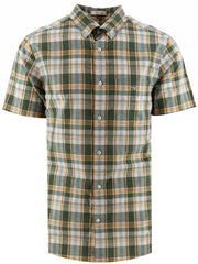 Gant Pine Green Cotton Linen Check Short Sleeve Shirt