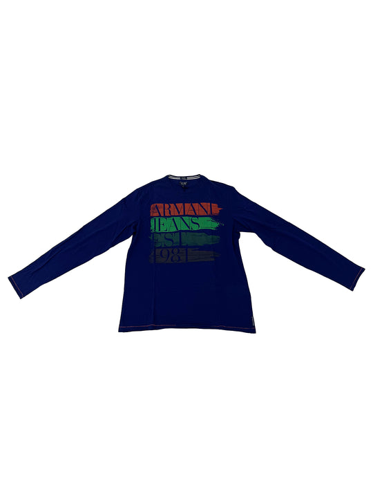 Armani Mens Blue Crew Neck T-Shirt
