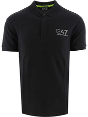 EA7 Black Short-Sleeved Graphic Polo Shirt