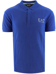 Mens EA7 Blue Short-Sleeved Graphic Polo Shirt