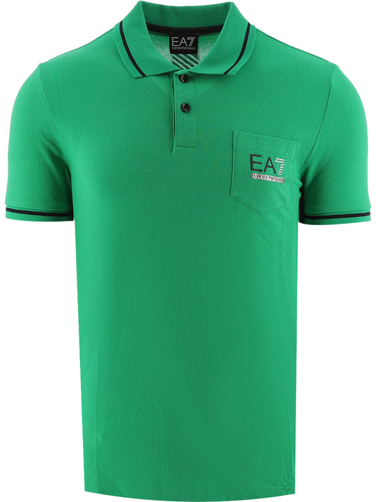EA7 Green Short-Sleeved Pocket Polo Shirt