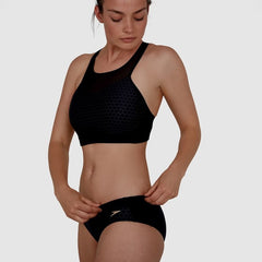 Speedo Hexagonal Mesh Panel Bikini Black