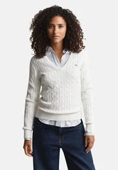 Gant Eggshell Cotton V-Neck