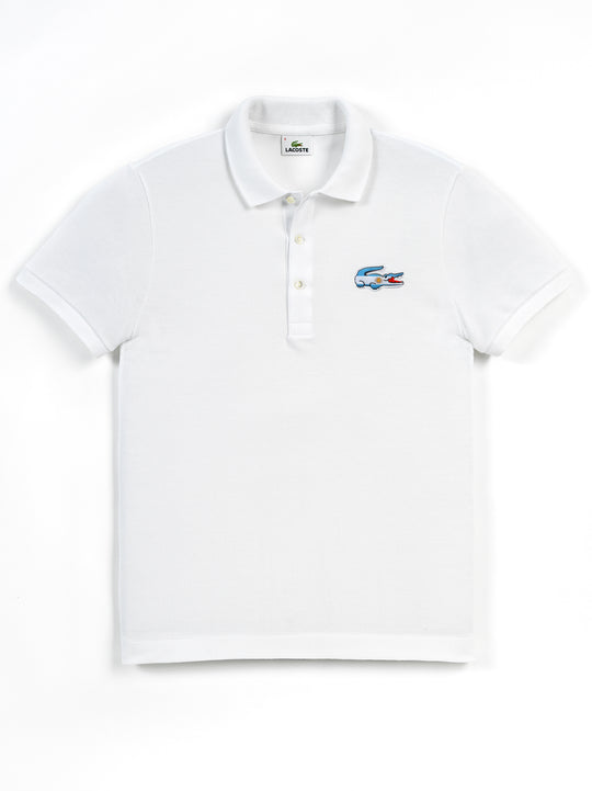 Lacoste White Regular Fit Argentina Flag Croco Polo Shirt