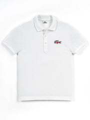 Lacoste White Croco Logo Polo Shirt