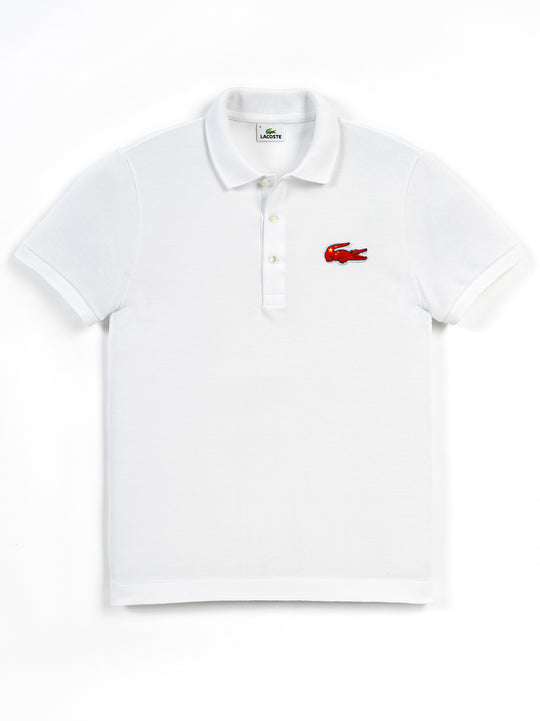 Lacoste White Regular Fit China Flag Croco Polo Shirt