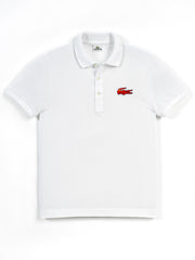 Lacoste White Regular Fit China Flag Croco Polo Shirt