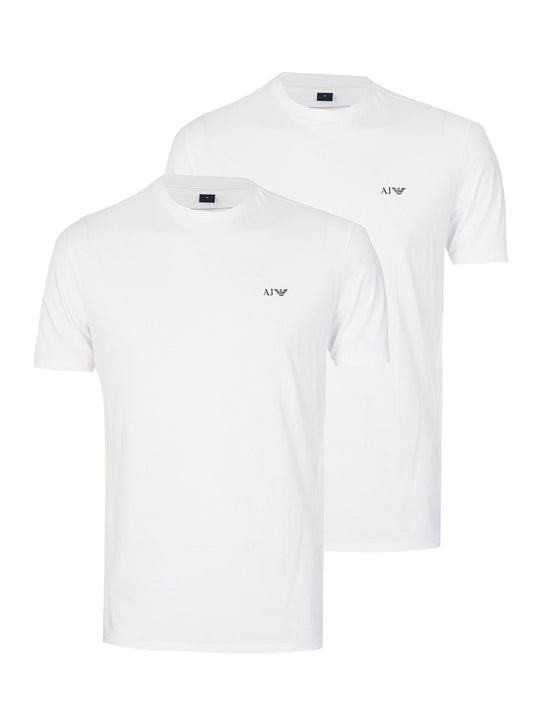Armani Mens White 2 Pack Crew Neck T-Shirts