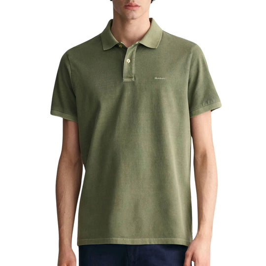 Gant Kalamata Green Sunfaded Piqué Short Sleeve Rugger Polo Shirt