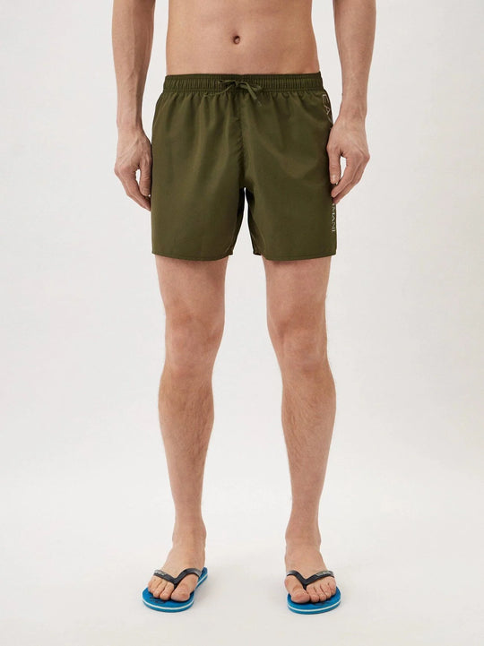 EA7 Mens Beetle Black Logo Swim Short