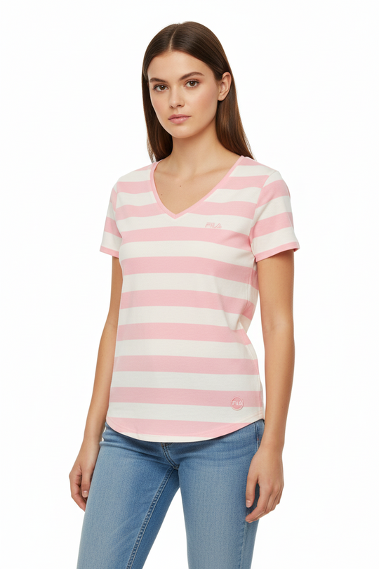 Fila Women's V-Neck Striped T-Shirt