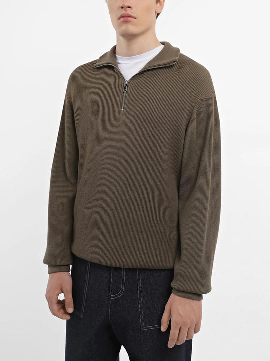 Armani Exchange Mens Crocodile Quarter Zip Ribbed Pullover