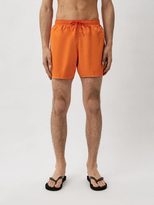 EA7 Mens Orange Tiger Black Logo Swim Short