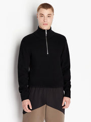 Armani Exchange Mens Black Quarter Zip Ribbed Pullover