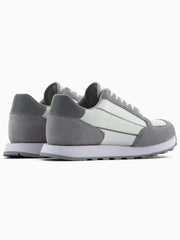 Armani Exchange Mens Off-White Silver Suede Mesh Insert Trainer