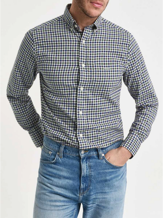 Gant Reg Twill Gingham Shirt Forest green