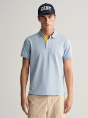Gant Dove Blue Contrast Piqué Short Sleeve Rugger Polo Shirt