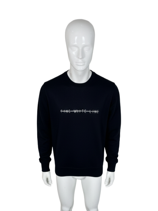 Fine White Line Mens Black Large Logo Sweater