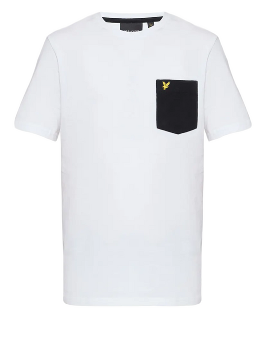 Lyle & Scott White/ Jet Black Contrast Pocket T-Shirt