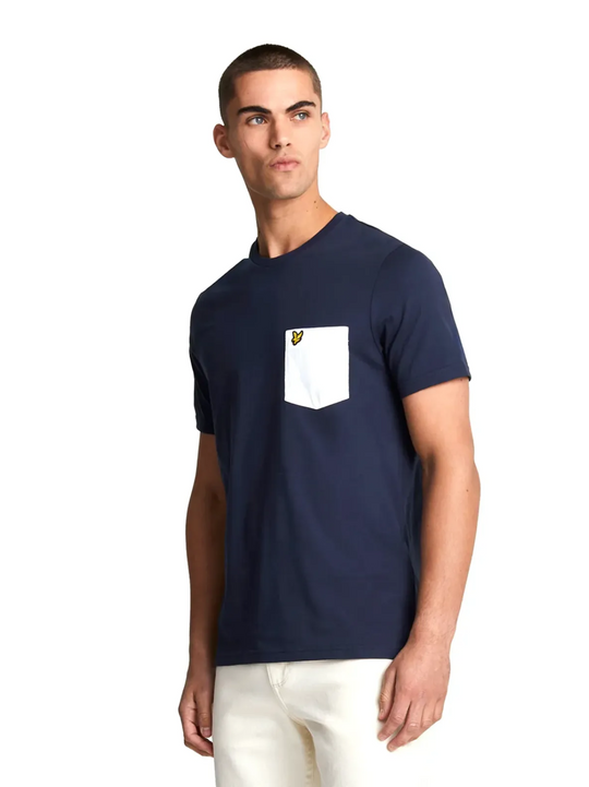 Lyle & Scott Navy/White Contrast Pocket T-Shirt