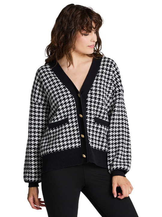Gant Ebony Black Houndstooth Oversized Cardigan