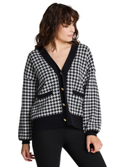 Gant Ebony Black Houndstooth Oversized Cardigan
