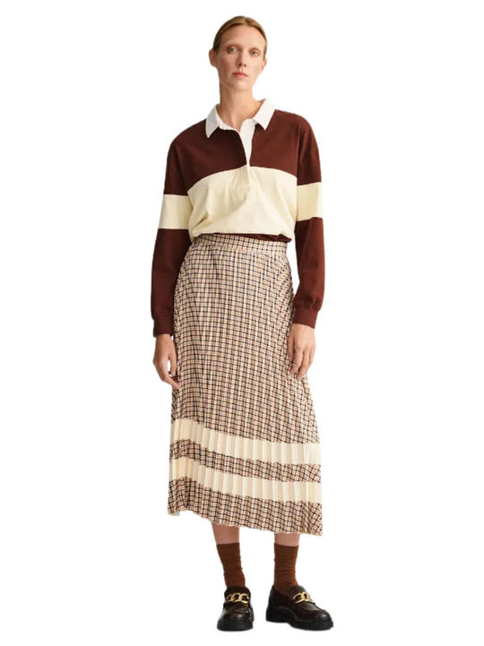 Gant Toffee Beige Check Pleated Skirt