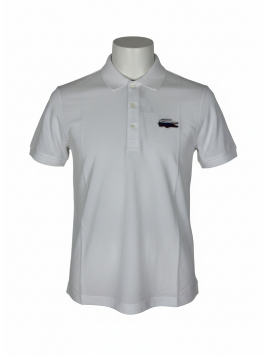 Lacoste White Short Sleeve Button Polo Shirt