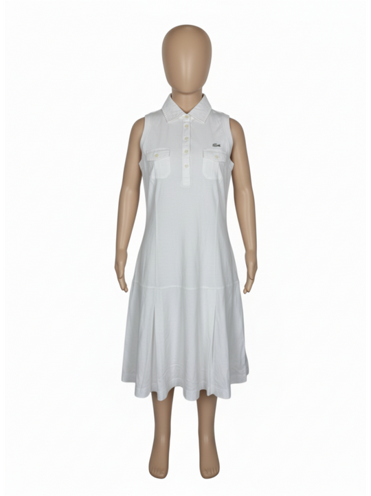 Lacoste White Plain Crew Neck dress
