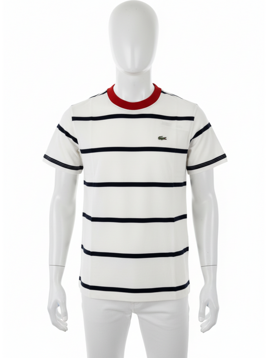 Lacoste White Short Sleeve Crew Neck Logo T-Shirt