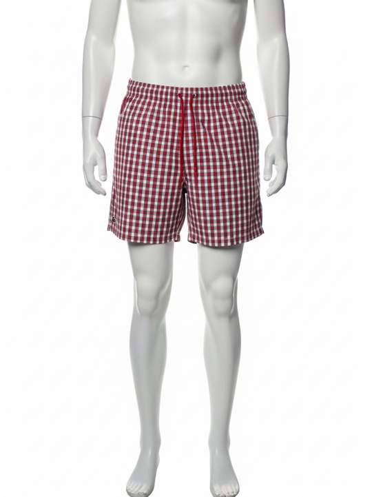 Lacoste Red White Check SW1 Swim Shorts