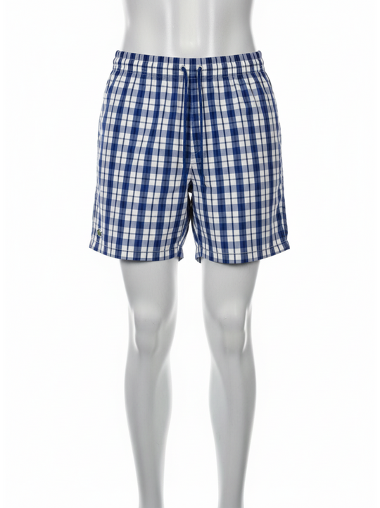 Lacoste Navy White Check SW2 Swim Shorts