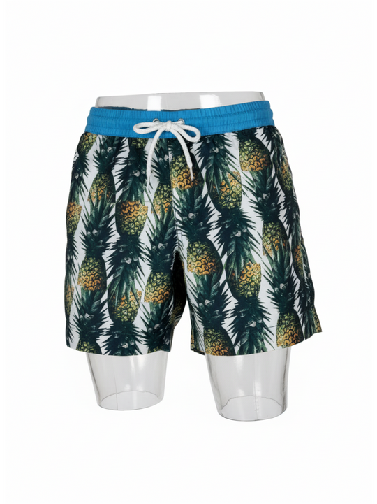 Thomas Royall White Pineapple Swim Trunks