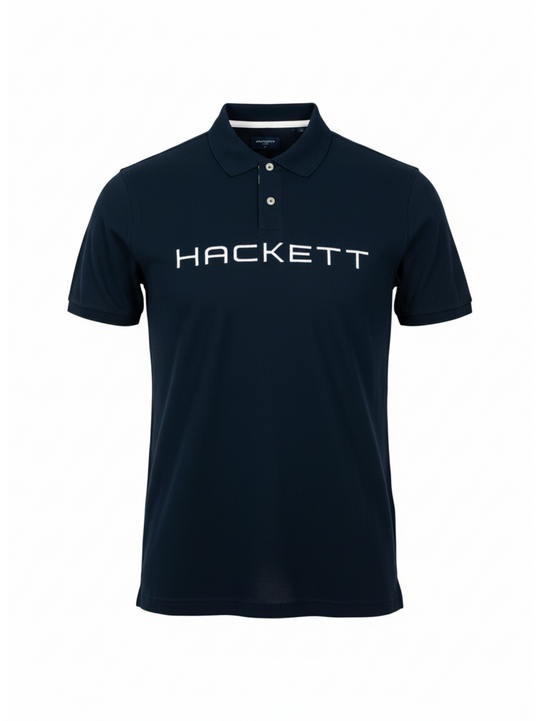 Hackett Mens Navy Pique Polo Shirt