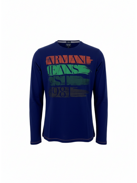 Armani Mens Blue Crew Neck T-Shirt