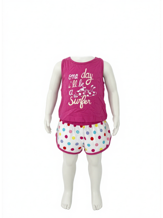 Roxy Girls White & Red Dotted Pyjama Set