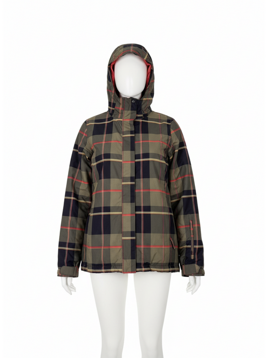 Roxy Chequered Green & Silver Ski Coats