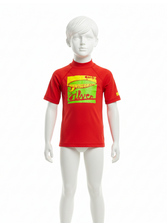 Quiksilver Junior Red & Yellow Swimming Top