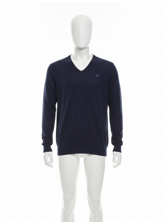 Gant Navy Light Weight Cotton V-Neck